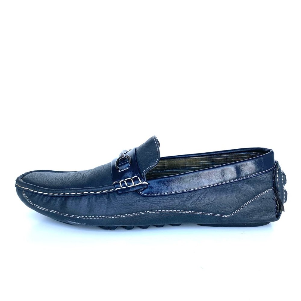 Bruno Homme Navy Loafers Moccasins With Buckle